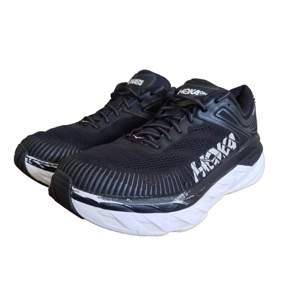 Hoka One One Bondi 7 Shoes Mens Size 11.5 Black Running Comfort Sneakers - Picture 1 of 12